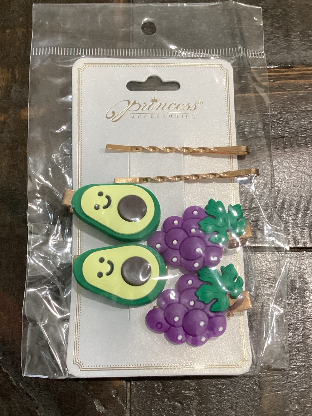 Princess Kids Avocado & Grape Hair Clip Set - Green & Purple